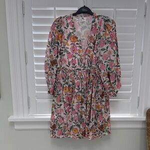 Floral V-Neck Mini Dress in Pink